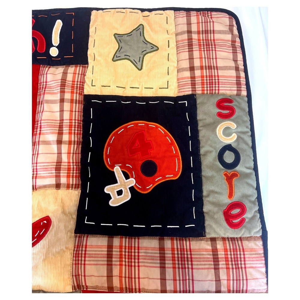 Kids Sports Patchwork Quilt Corduroy Plaid Blanket, Baseball, Football ,Soccer - Picture 4 of 16